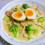 もち麦うどん☆カルボナーラ風